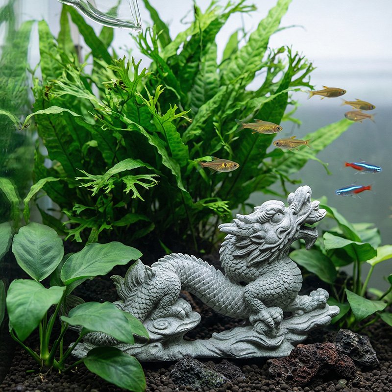 DRG Hand-Carved Cyan Sandstone Soaring Dragon | Majestic Success & Power Totem