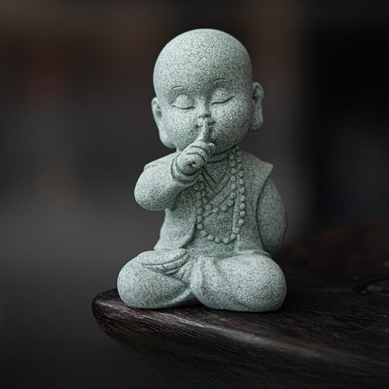 SKU-02-不说 "Speak No Evil" zen monk statue