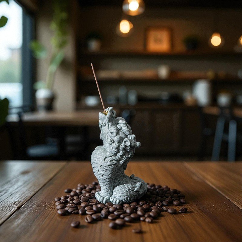 Cyan Sandstone Dragon Incense Holder | Wisdom & Flow