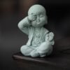 SKU-05-不看 "See No Evil" zen monk statue in sandstone