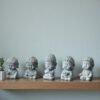 all Set of five little buddha statues in green sandstone