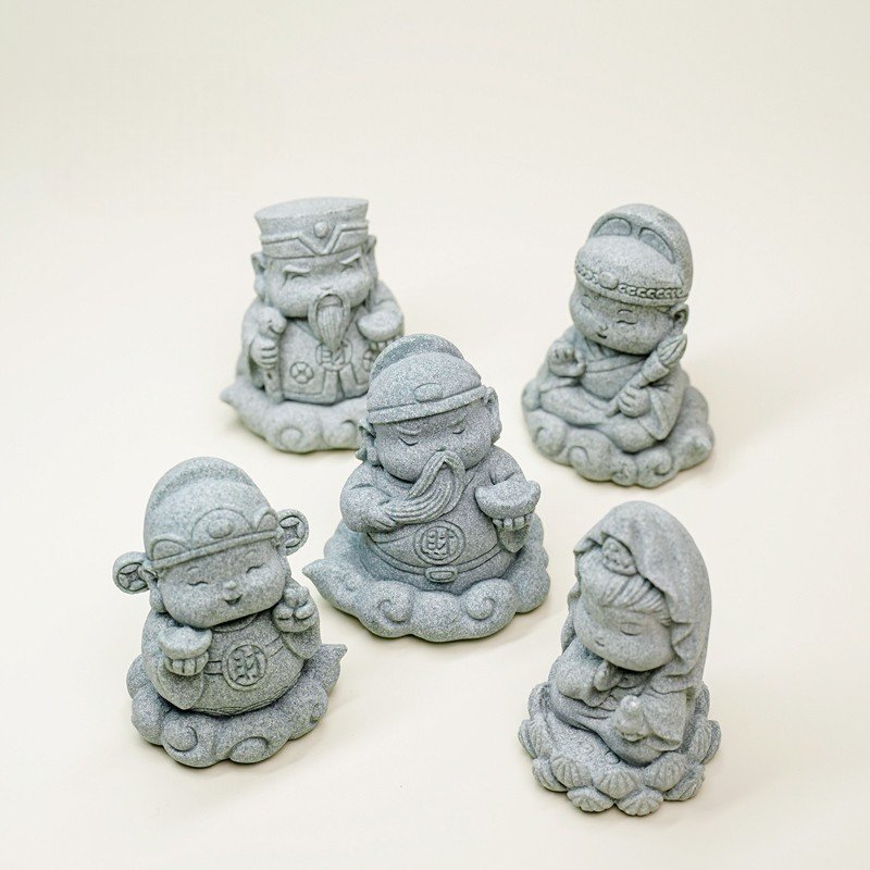 Authentic Chinese Deity Statues Set – Zen Sandstone Guardians