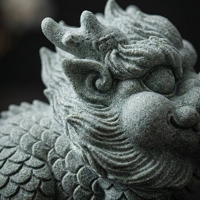 qilin-dit Cyan Sandstone Chubby Qilin | Zen Wealth Figurine