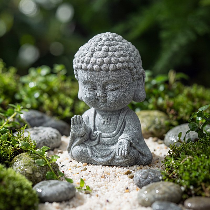 small Cyan Sandstone Serene Tathagata | Five Blessings Decor