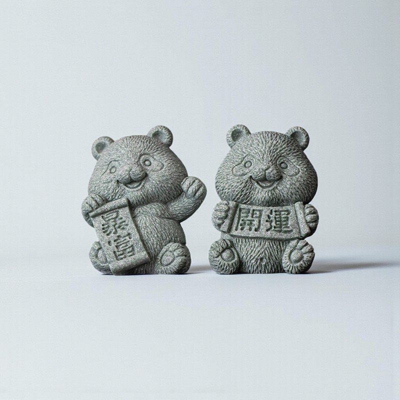 主图-01 Cyan Sandstone Joyful Panda | Wealth & Luck Decor