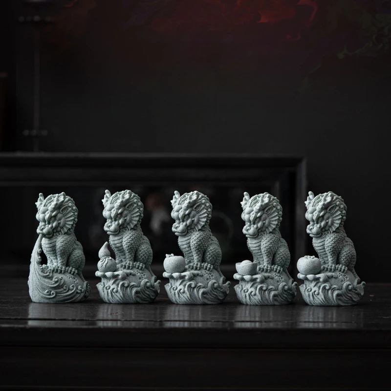 Cyan Sandstone Elemental Guardian | Five Sacred Blessings