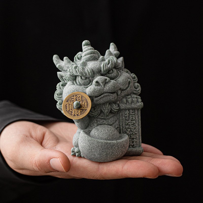 主图-02 Cyan Sandstone Destined Wealth Dragon | Prosperity & Abundance