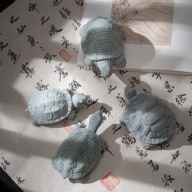 Set of 4 Feng Shui turtle and tortoise tea pets
