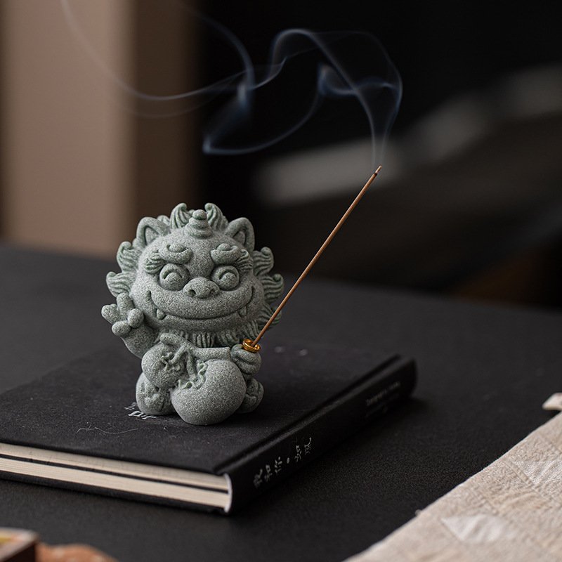 主图-03 Hand-Carved Cyan Sandstone Happy Dragon | Wealth & Joy Guardian