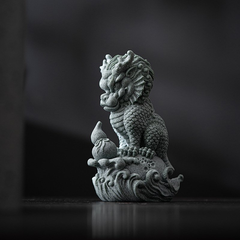 Cyan Sandstone Elemental Guardian | Five Sacred Blessings