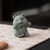 Cyan Sandstone Joyful Panda | Wealth & Luck Decor
