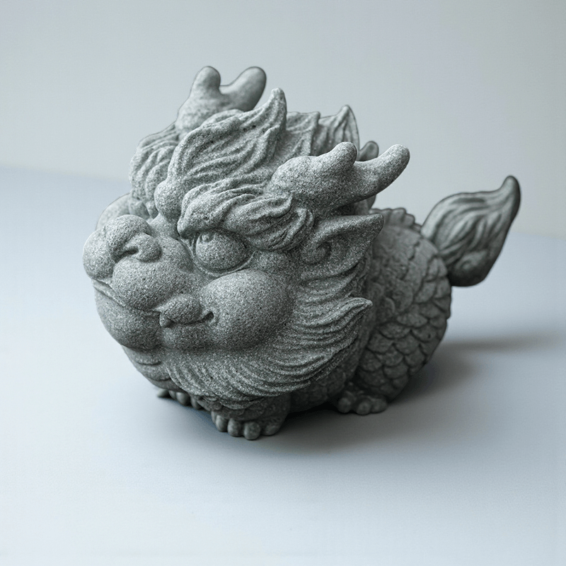 Cyan Sandstone Chubby Qilin | Zen Wealth Figurine
