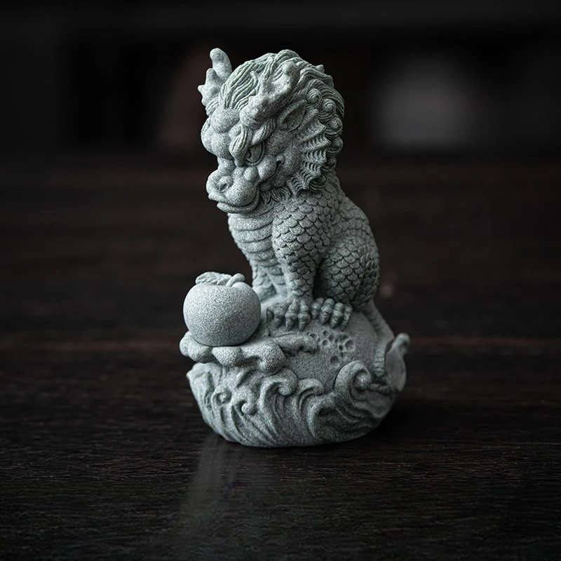 Cyan Sandstone Elemental Guardian | Five Sacred Blessings