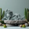 主图 Hand-Carved Cyan Sandstone Soaring Dragon | Majestic Success & Power Totem