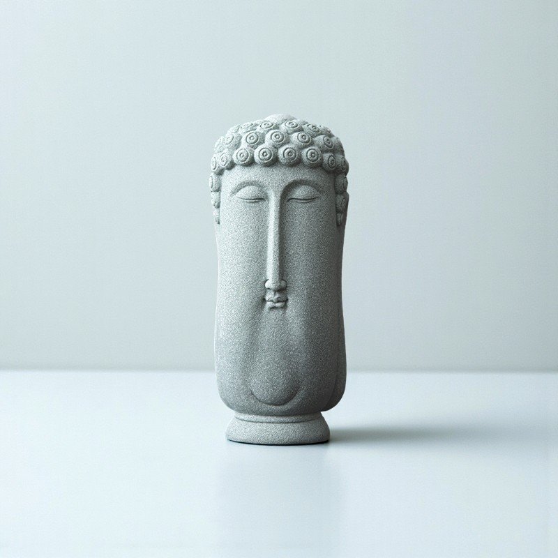 Minimalist Meditating Buddha Statue, Abstract Shakyamuni Zen Decor