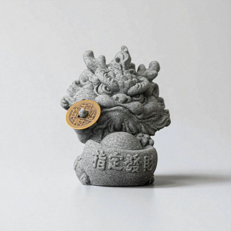 Cyan Sandstone Destined Wealth Dragon | Prosperity & Abundance