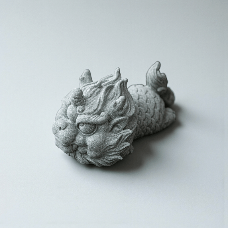 主图-15 Hand-Carved Stone Slumbering Kylin | Zen Desktop Companion