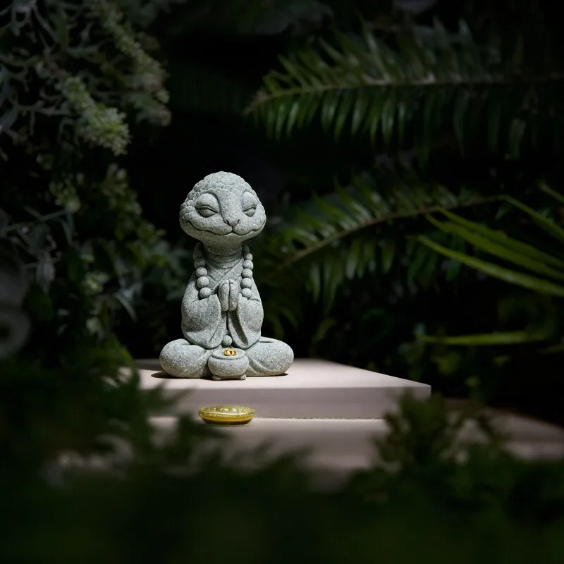 Cyan Sandstone Zen Snake Master | Wisdom & Transformation