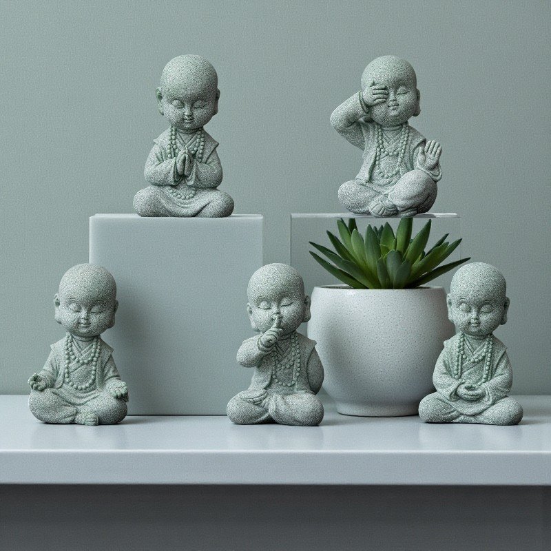 主图-合 The complete "Five Wise Monks" statue set