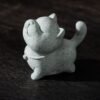 傲娇猫咪 Zen Meow: Hand-Carved Green Sandstone Tea Pet Figurines (Healing & Lucky)