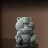 Cyan Sandstone Joyful Panda | Wealth & Luck Decor