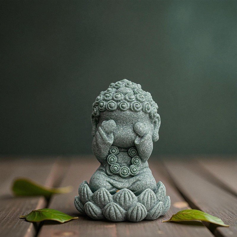 Cyan Sandstone Four Wise Monks | Zen Wisdom Set