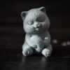 悠闲猫 Zen Meow: Hand-Carved Green Sandstone Tea Pet Figurines (Healing & Lucky)