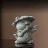 Cyan Sandstone Joyful Panda | Wealth & Luck Decor