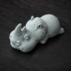 犀牛 Hand-Carved Green Sandstone Animal Tea Pets