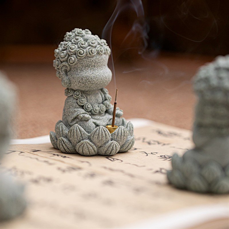 Cyan Sandstone Four Wise Monks | Zen Wisdom Set