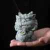 Hand-Carved Cyan Sandstone Soulmate Kylin | Zen Friendship & Harmony Totem