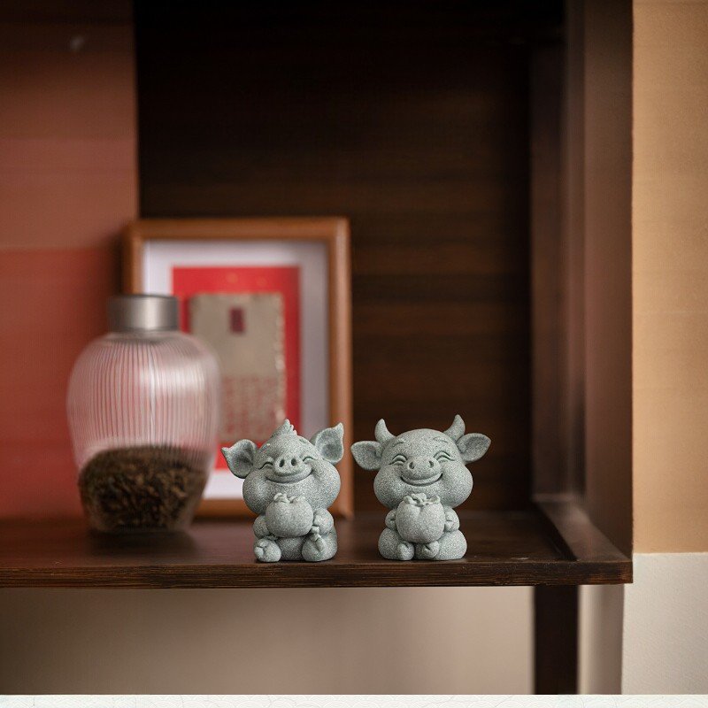 详情-09 "Bull Market" & "Prosperity Pig" Statues, Feng Shui Charms for Wealth