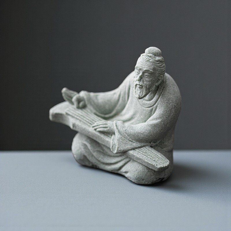 Cyan Sandstone Guqin Master | Solitary Zen Melody