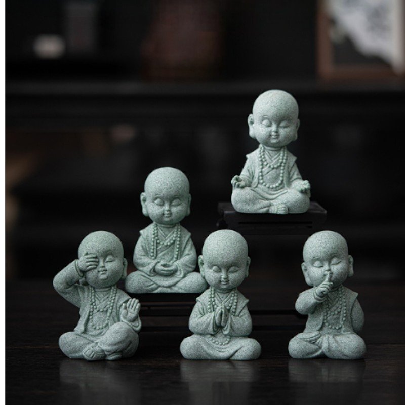 详情-15 The complete "Five Wise Monks" artisan zen statue collection
