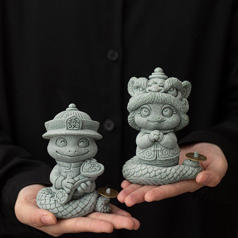 详情-15 Chinese Good Luck Charms: "Lion Dance" & "Get Rich" Snake Statues