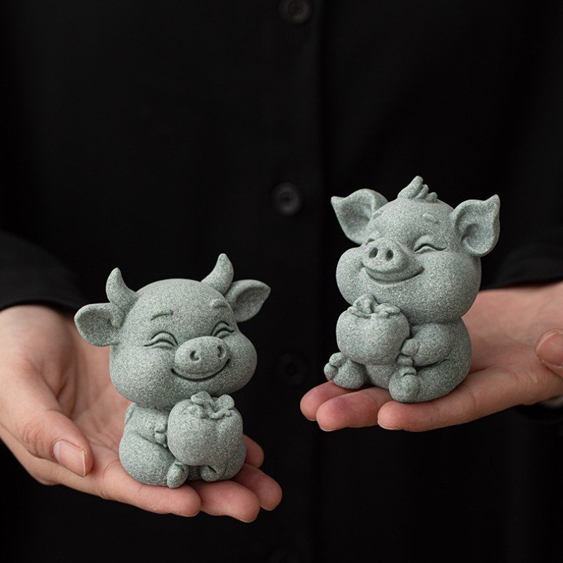 详情-15 "Bull Market" & "Prosperity Pig" Statues, Feng Shui Charms for Wealth