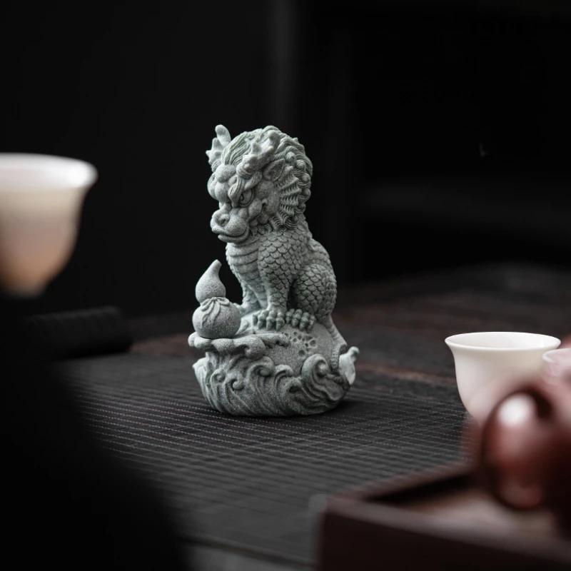 Cyan Sandstone Elemental Guardian | Five Sacred Blessings