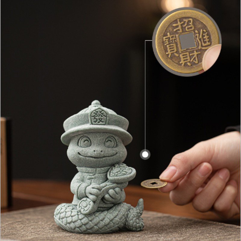 详情-17 Chinese Good Luck Charms: "Lion Dance" & "Get Rich" Snake Statues