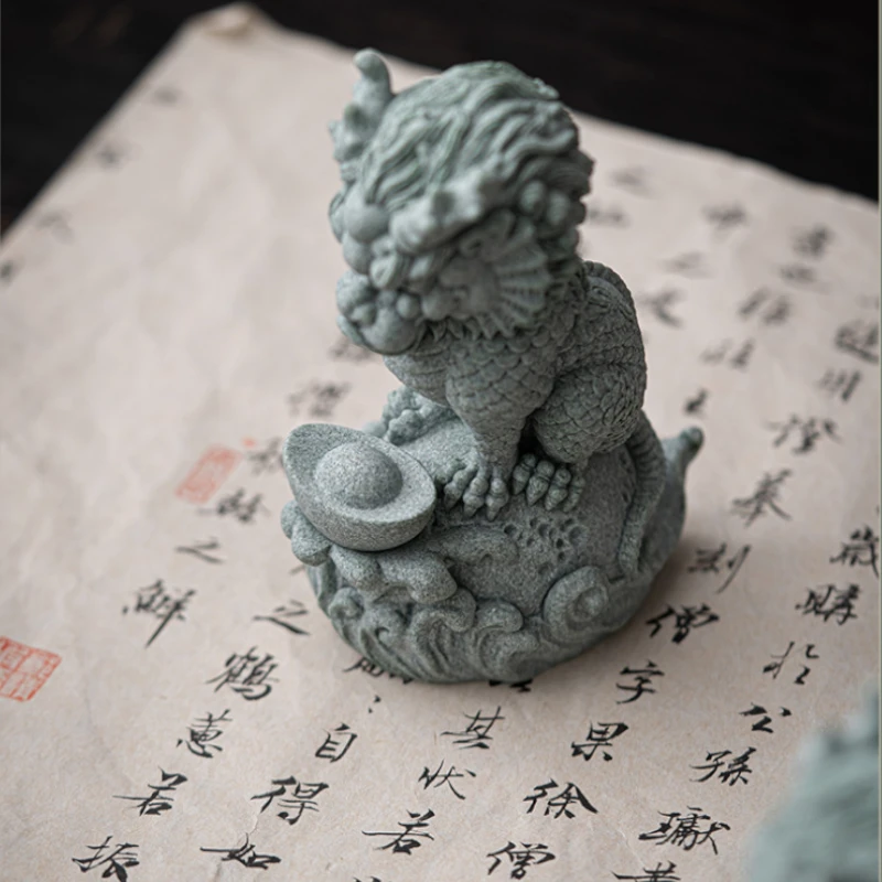 Cyan Sandstone Elemental Guardian | Five Sacred Blessings