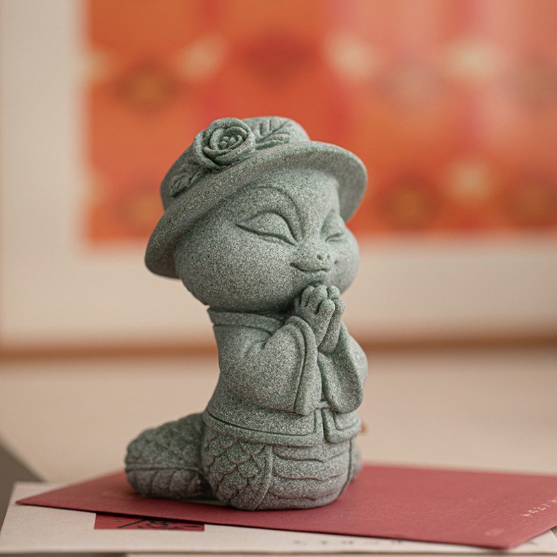 详情-20 Cyan Sandstone Auspicious Snake | Peace & Grace Decor