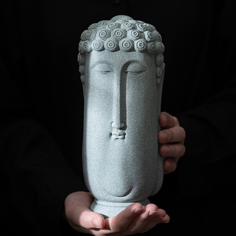 Minimalist Meditating Buddha Statue, Abstract Shakyamuni Zen Decor