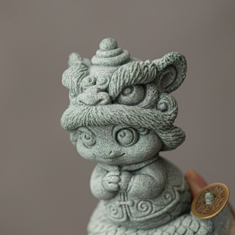 详情-21 Chinese Good Luck Charms: "Lion Dance" & "Get Rich" Snake Statues
