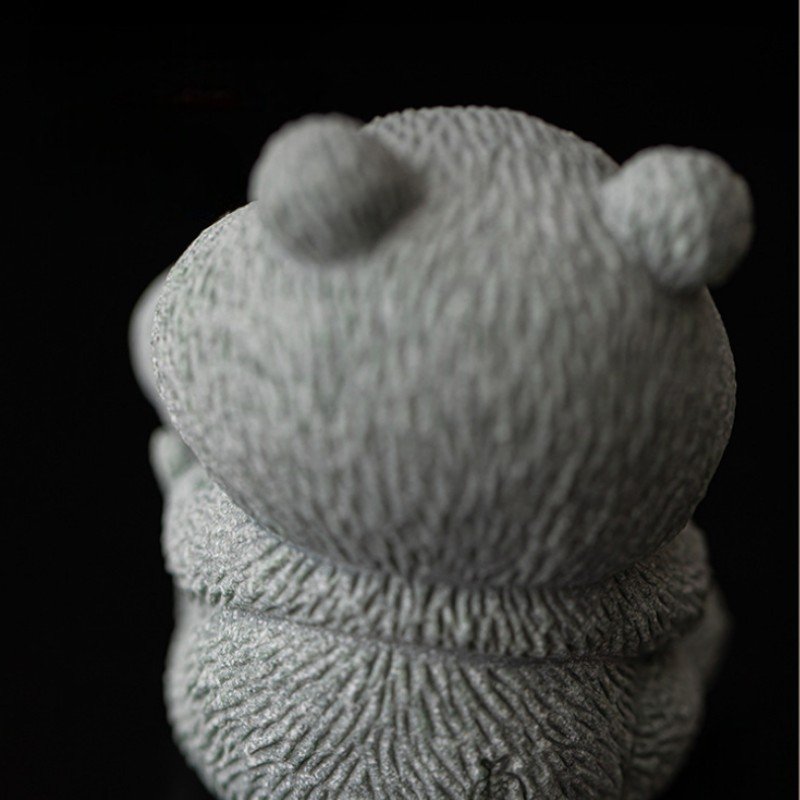 Cyan Sandstone Joyful Panda | Wealth & Luck Decor