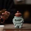 详情-21 Cute Foo Dog Tea Pet Collection - Green Sandstone Feng Shui Statues