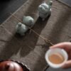 详情-21 Zen Meow: Hand-Carved Green Sandstone Tea Pet Figurines (Healing & Lucky)
