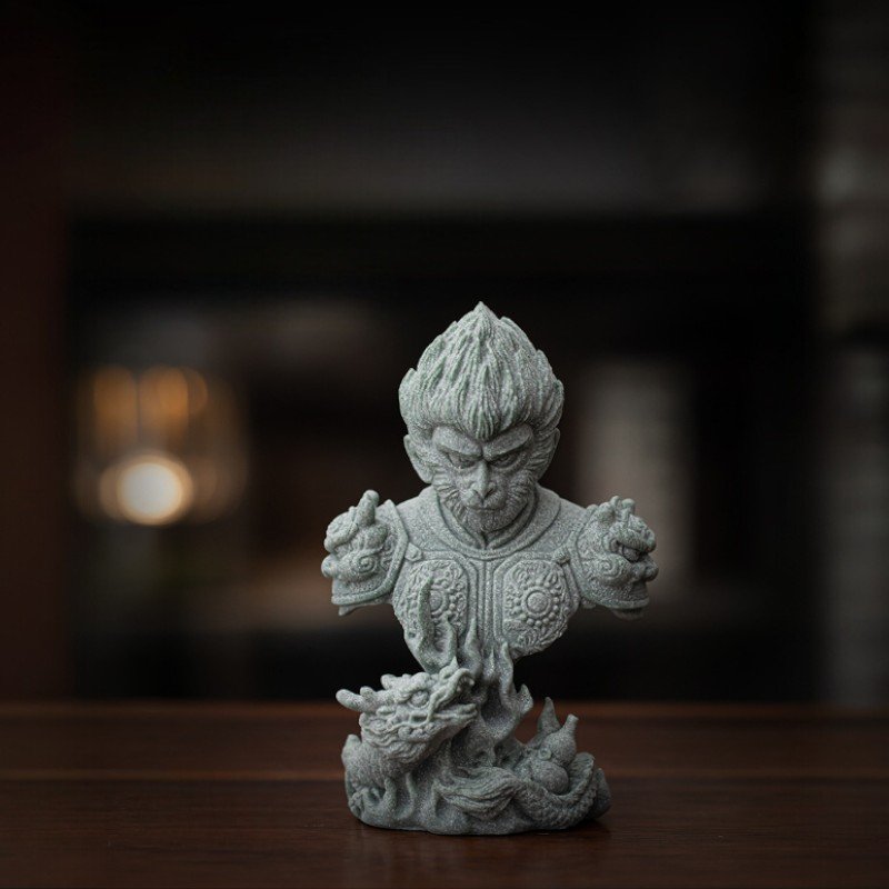 The "Dragon" Sun Wukong statue (Monkey King) with staff