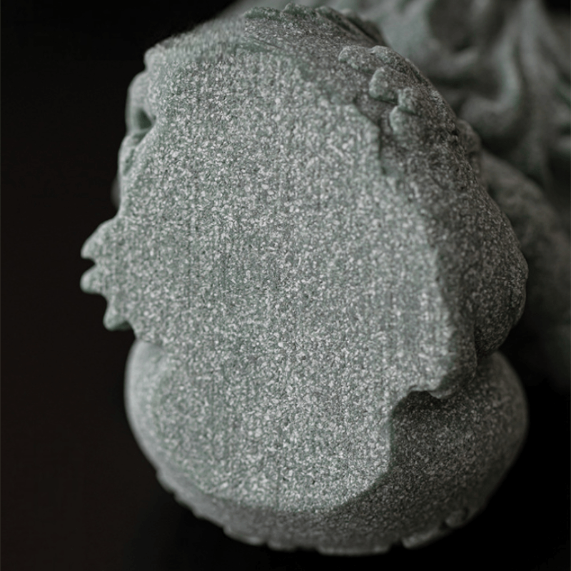 详情-22 Hand-Carved Cyan Sandstone Happy Dragon | Wealth & Joy Guardian