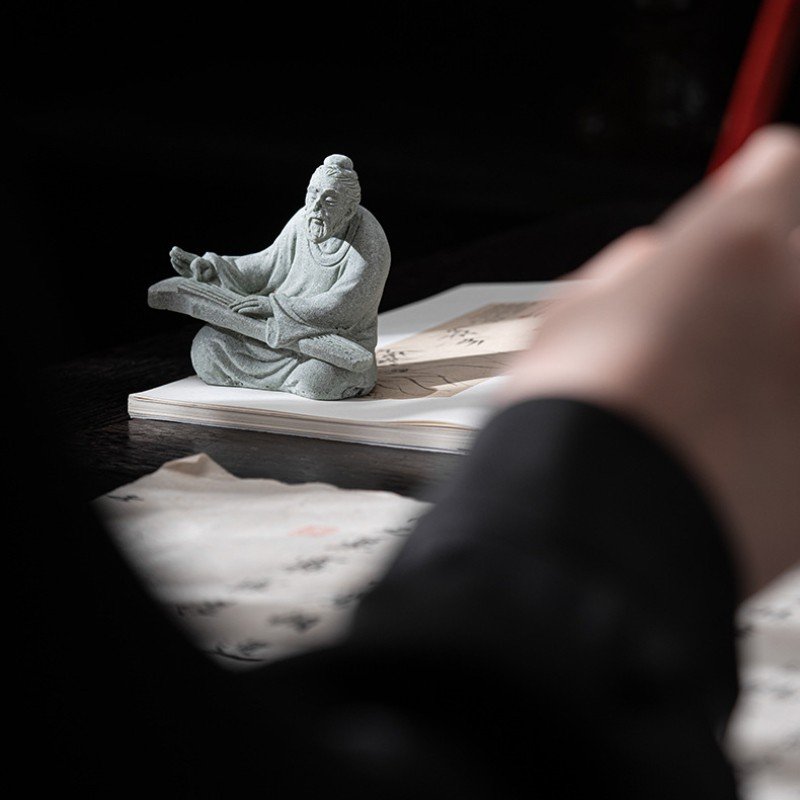 详情-24 Cyan Sandstone Guqin Master | Solitary Zen Melody