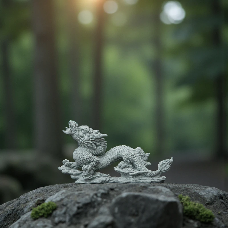 详情-24 (3) Hand-Carved Cyan Sandstone Soaring Dragon | Majestic Success & Power Totem