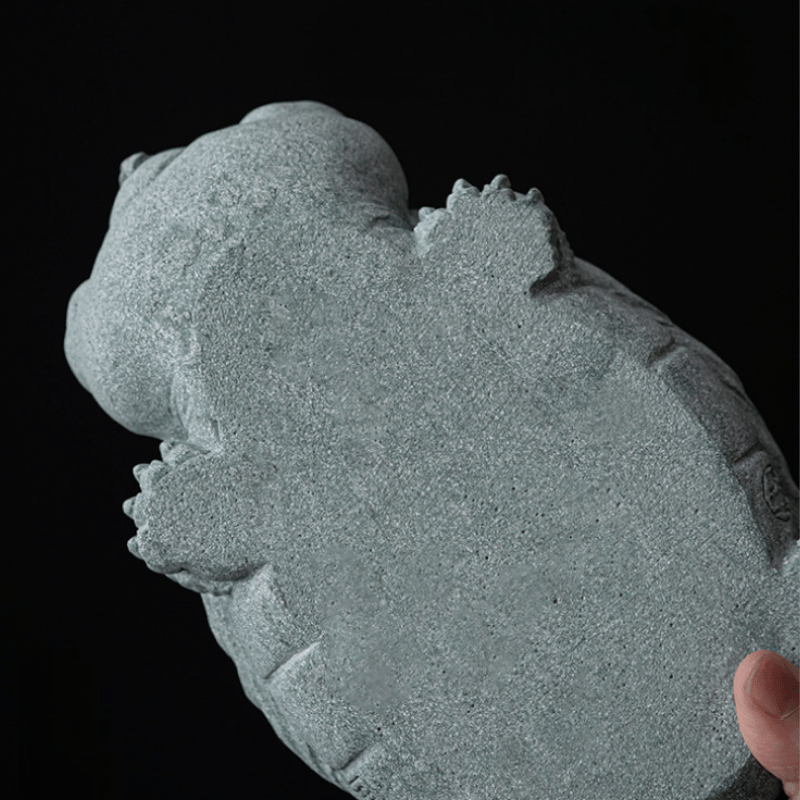 详情-28 Mythical Dragon Turtle Guardian | Hand-Carved Cyan Sandstone Wealth Totem